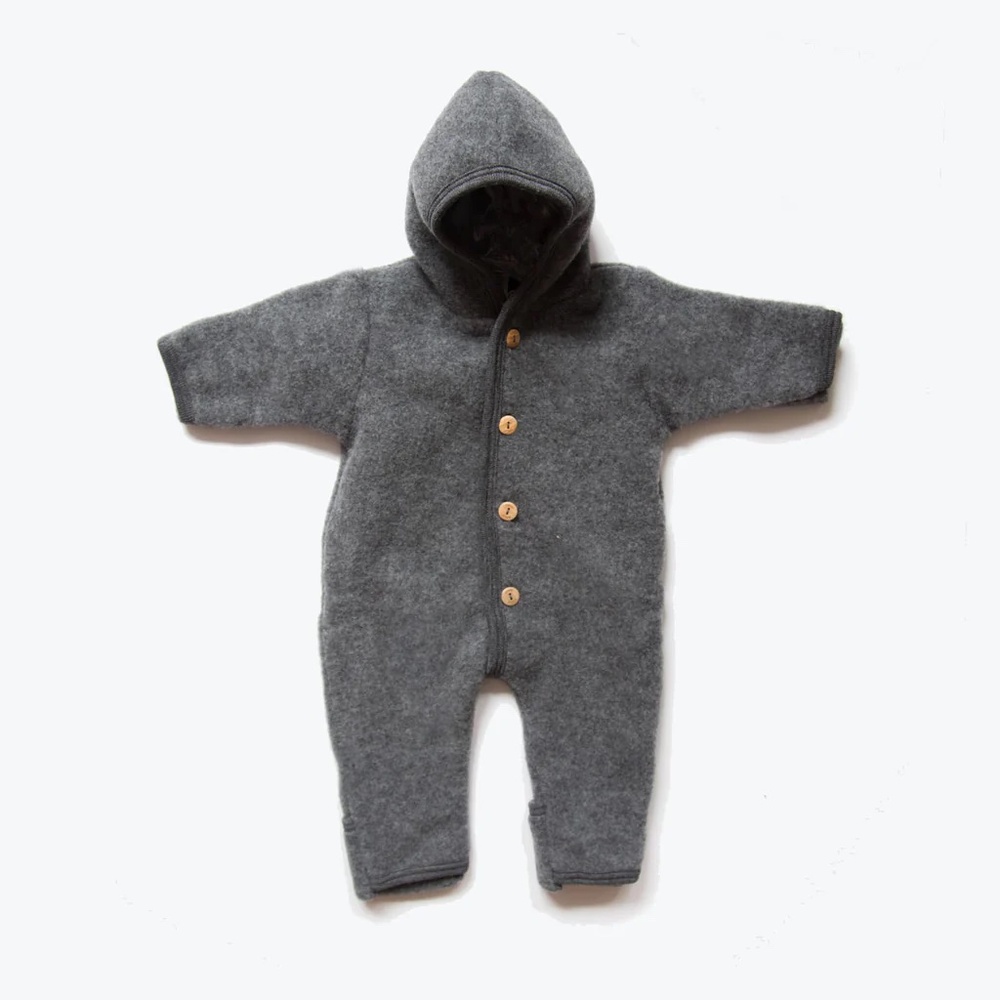 Siskin Slate Organic Merino Wool Fleece Pipit Suit in Size 3-6M (fits like 3-9M)